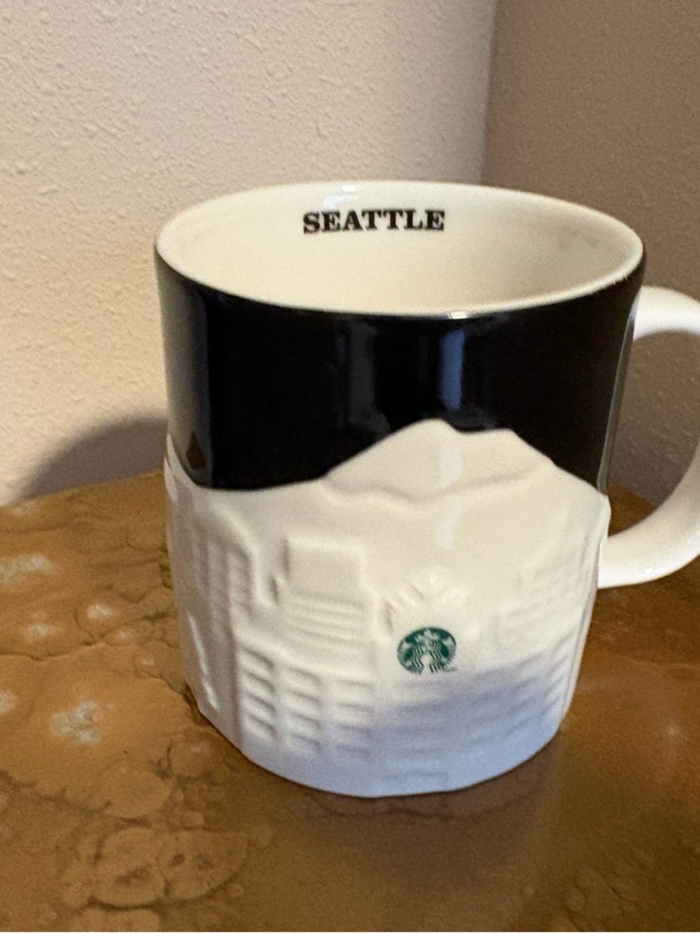 Starbucks Black and White Seattle Relief Ceramic Mug